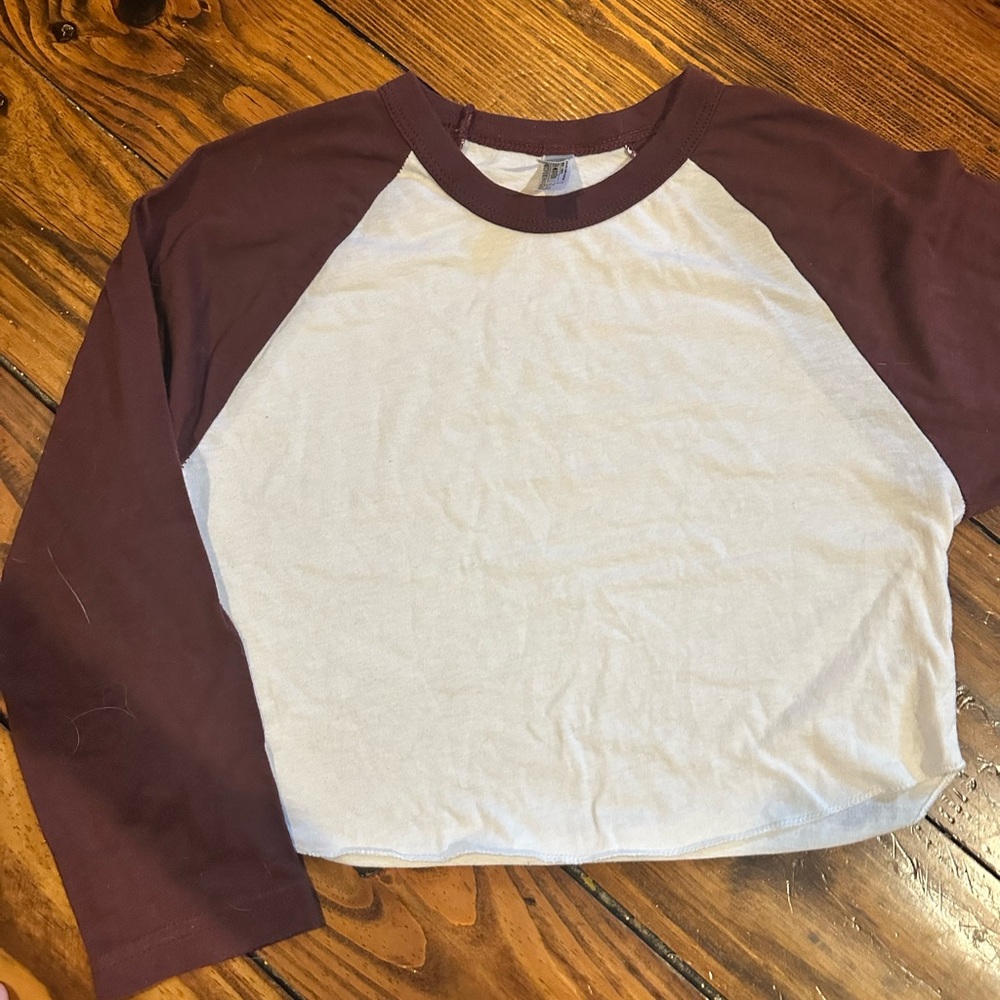 American Apparel White and Maroon Crop Top